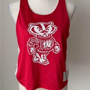 League university of wisconsin mesh reverse Tank Top with Mascot Design